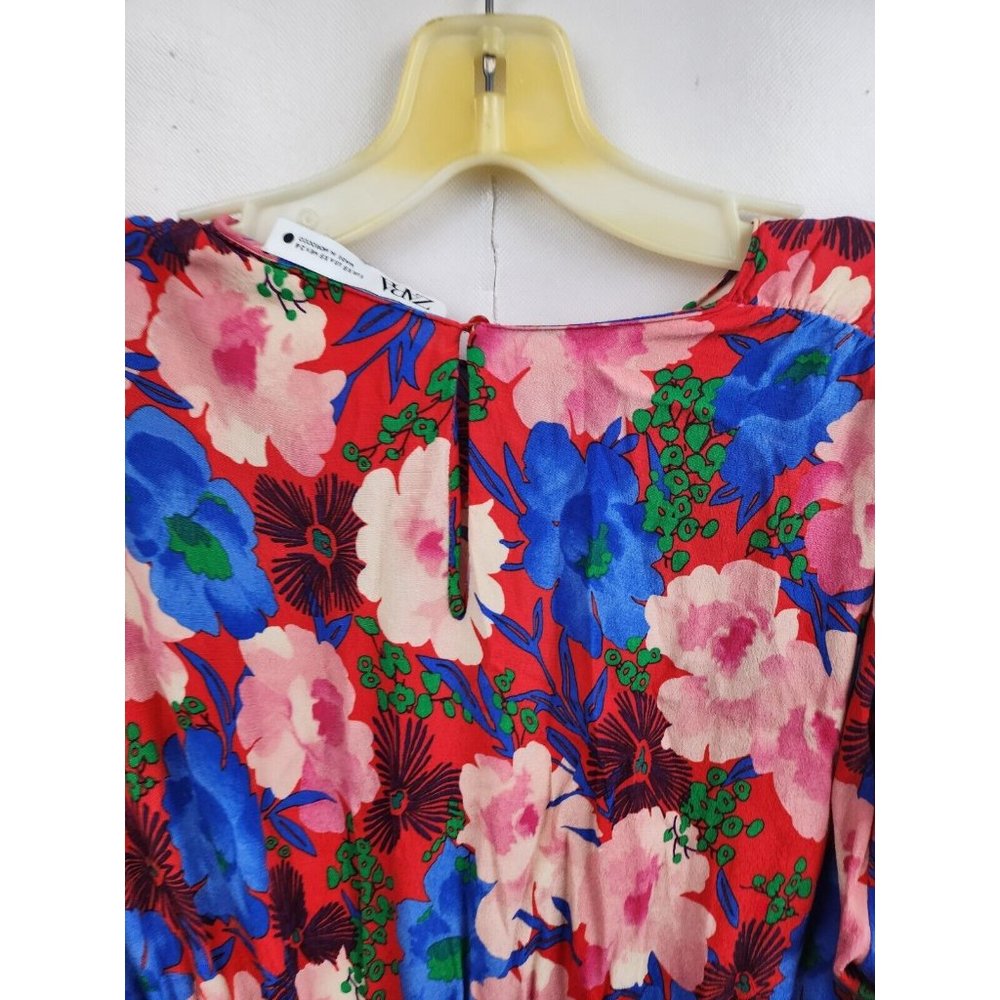 Zara Pink Multi Draped Floral Print Long Sleeve Gathered Blouse Size XS - Picture 8 of 8
